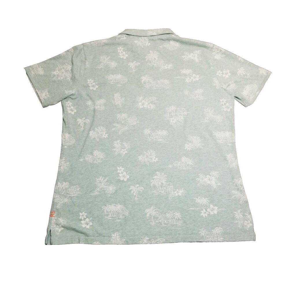 Reyn Spooner Polo Men's Size XL Green Hawaiian Shirt Palm Tree Flower Vacation - Picture 3 of 4